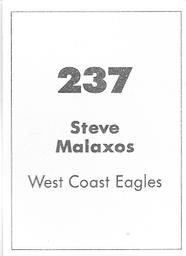 1990 Select AFL Stickers #237 Steve Malaxos Back